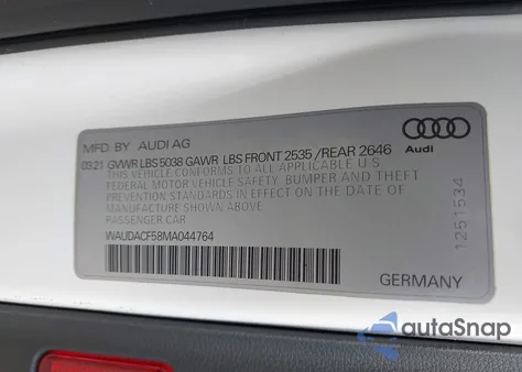 2021 Audi A5 Sportback Premium 45 Tfsi Quattro S Tronic from USA, damaged, VIN WAUDACF58MA044764